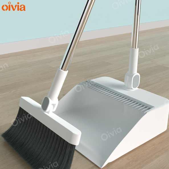 ชุดไม้กวาด ไม้กวาดพร้อมที่ตักขยะ Broom & dustpan set ไม้กวาด มีตัวล็อคสำหรับจัดเก็บ น้ำหนักเบา