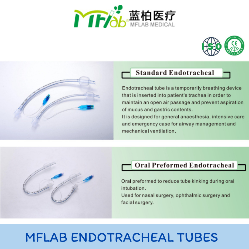 MFlab Standard Endotracheal/ Tubes ท่อสอดช่วยหายใจ [LB5010C] / Oral Preformed Endotracheal Tubes [LB5020C] with cuff