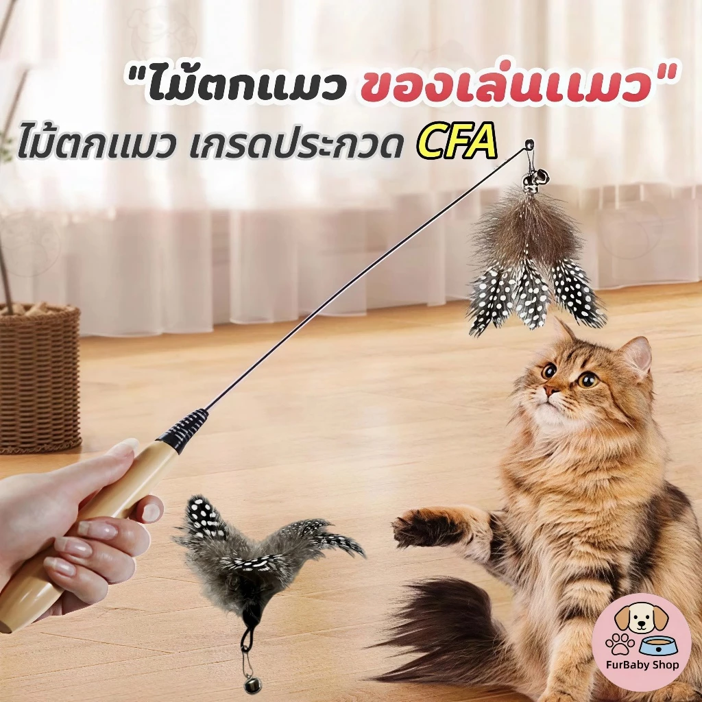 【Furbaby】พร้อมส่ง COD ไม้ตกแมว ไม้ล่อแมว ขนนกสองชั้น กระดิ่งแมว ของเล่นแมว ไม้แมว ของเล่นสัตว์เลี้ยง อุปกรณ์แมว ไม้ขนไก่