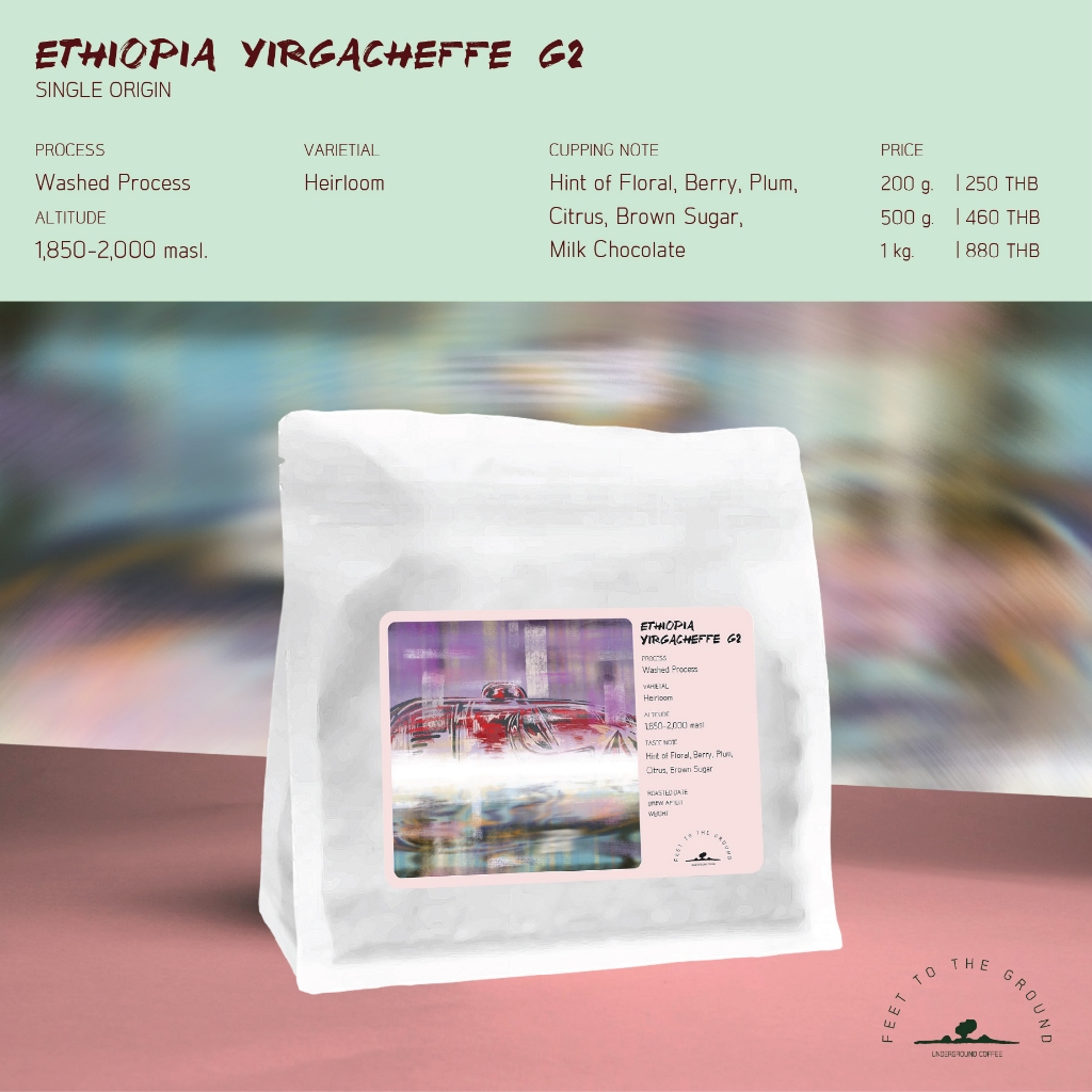 Feet To The Ground เมล็ดกาแฟ คั่วอ่อน Ethiopia Yirgacheffe G2 Coffee Beans Floral Berry Light Roast
