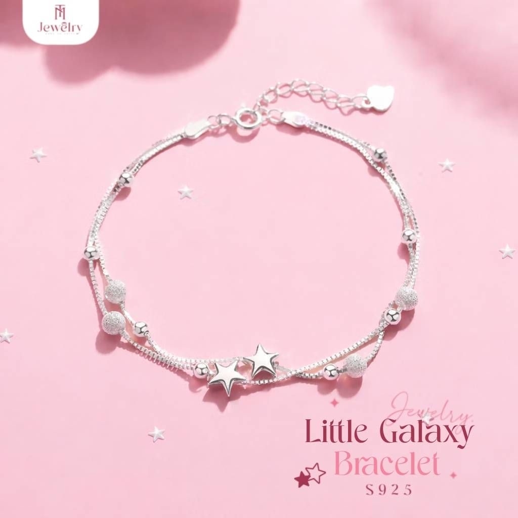 TM Jewelry✨ สร้อยข้อมือเงินแท้ 92.5% รุ่น Little Galaxy ✨ ดีไซน์ดวงดาวระยิบระยับ สร้อยข้อมือผู้หญิง กำไลข้อมือเงินแท้