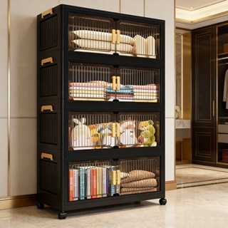 Living  ตู้เก็บของ ตู้พลาสติก 40-80CM มีล้อ พับได้ (สีดำ/ใส)…