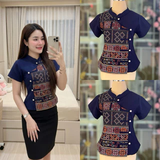 เสื้อ คอจีน (ทูโทน) ลายใหม่