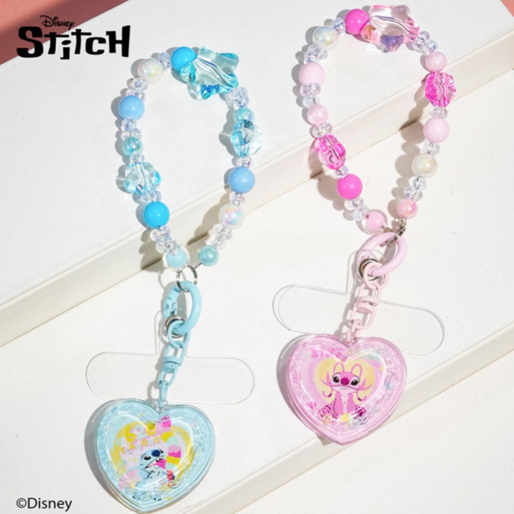 (ลิขสิทธิ์แท้) สายห้อยมือถือ พวงกุญแจลูกปัด Stitch & Angel หัวใจอะคริลิคใส จี้ห้อยกระเป๋านักเรียน ของขวัญวันเกิด ราคา ถูกที่สุด ดีลบีเคเค แกลเลอรีภาพที่ 5