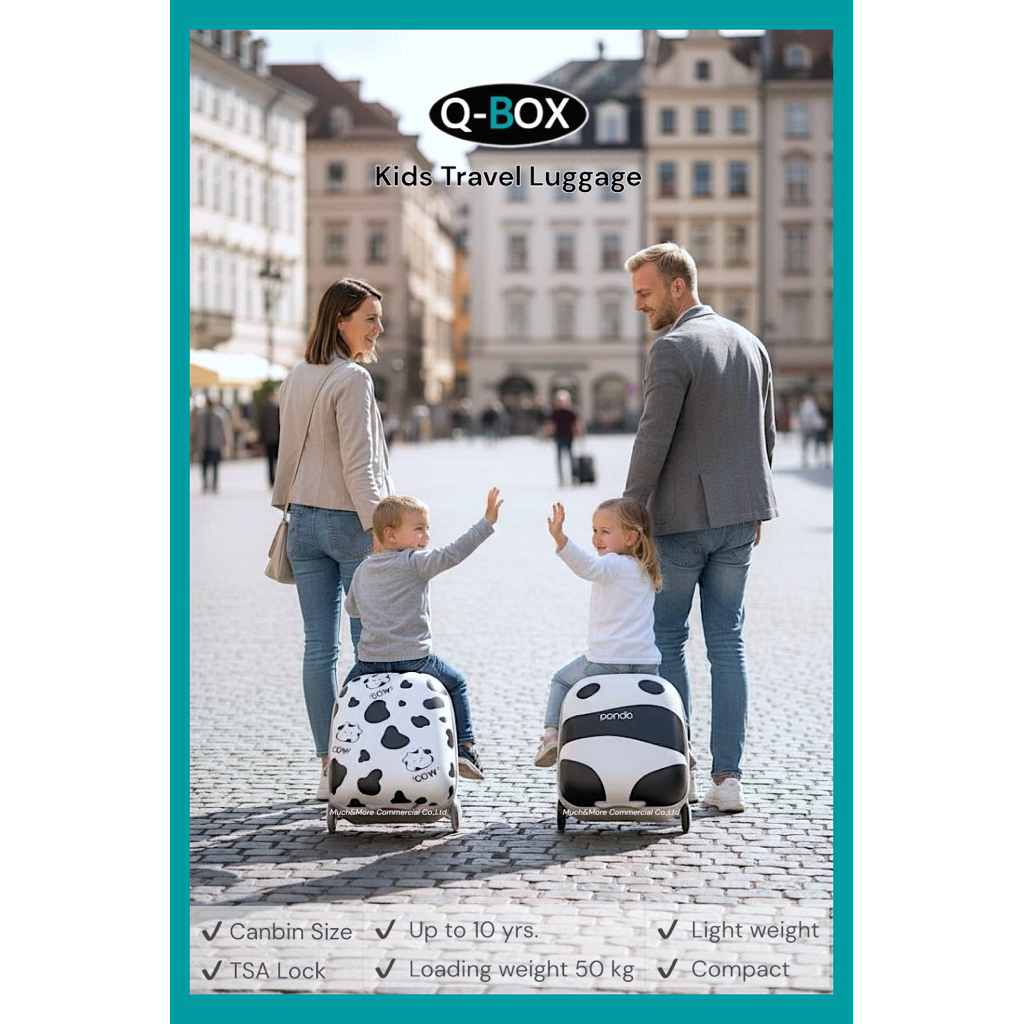 ✈️👶🏻👧🏻กระเป๋าเดินทางเด็กนั่งได้ รุ่นกันน้ำ💦 Qbox รุ่นใหม่🔥4 สี Limited