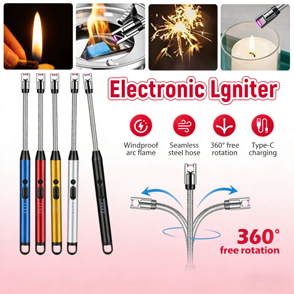 🔥 ✅COD ที่จุดแก๊ส ที่จุดเตาแบบไฟฟ้า ไฟแช็ก usb ปืนจุดไฟ ที่จุดเทียนหอม Electric Lighter ปรับได้ 360°