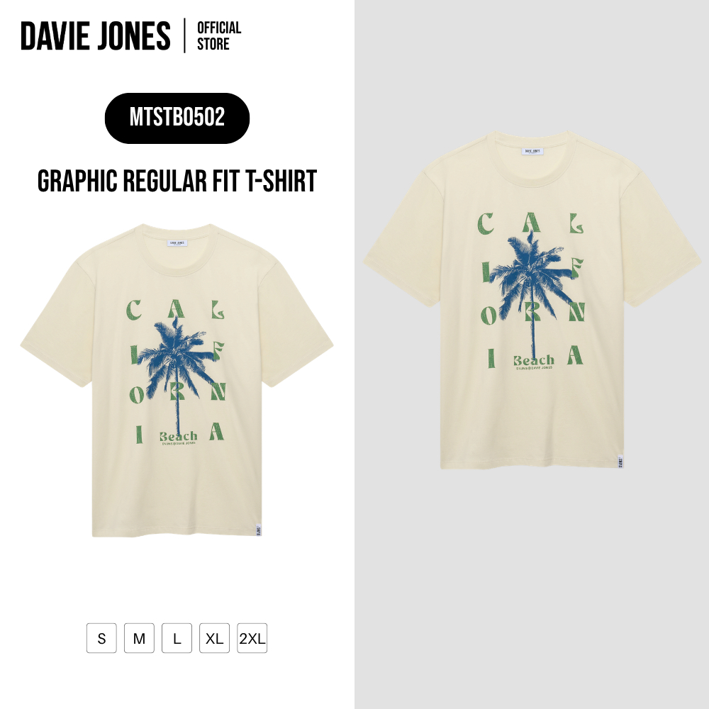 DAVIE JONES [BE FEARLESS] เสื้อยืดผู้ชาย Graphic Regular Fit T-Shirt สีครีม TB0502