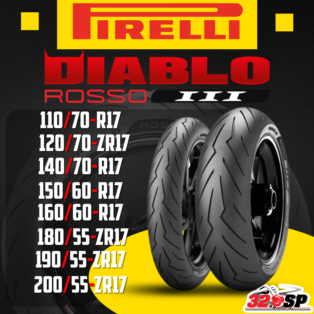 ยาง PIRELLI DIABLO ROSSO 3 ขอบ 17 แบบเส้นเดี่ยว ของแท้ ส่งไว!!! 320SP