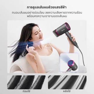 【พร้อมเทคโนโลยีแสงสีฟ้า】Simplus ไดร์เป่าผม D1 รุ่นเริ่มต้น 1250W แห้งไว ไอออนลบ ปรับแรงลม 3ระดับ ฟังก์ชันลมเย็น CFJH001