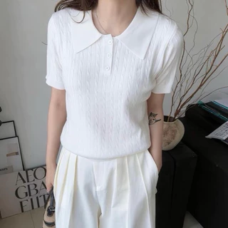 LITTLEMOM-เสื้อโปโลลายเปียสำหรับผู้หญิง รุ่น POLOO