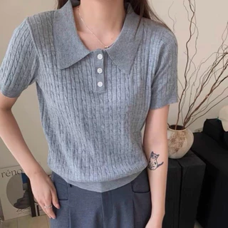 LITTLEMOM-เสื้อโปโลลายเปียสำหรับผู้หญิง รุ่น POLOO