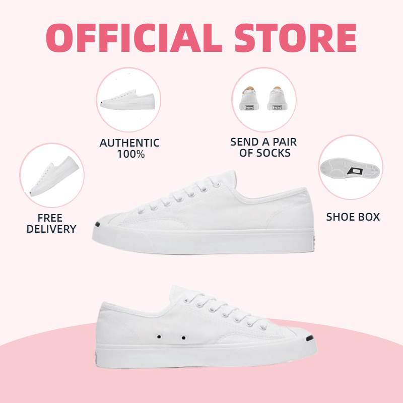 Jack Purce11  2 สี รองเท้า ผ้าใบ CONVERSE ชาย หญิง รองเท้าผ้าใบ แจ็คสีขาว(with Box)