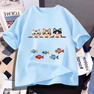 D1375เสื้อยืดแขนสั้น ผ้านุ่มยืดได้ใส่สบายฯ ลายแฟชั่นนานาชาติ ปลีก-ส่ง