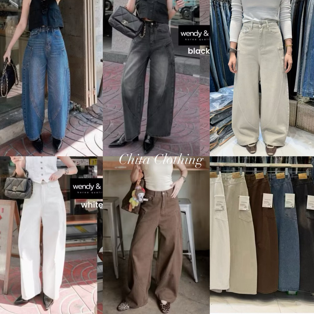 📍พร้อมส่ง📍🇰🇷FSY🇰🇷 61533 กางเกงยีนส์เอวสูงทรงบอลลูน งานดีมากกก ผ้ายีนส์อยู่ทรงสวย ดีเทลข้างแต่งกระเป๋าใหญ่