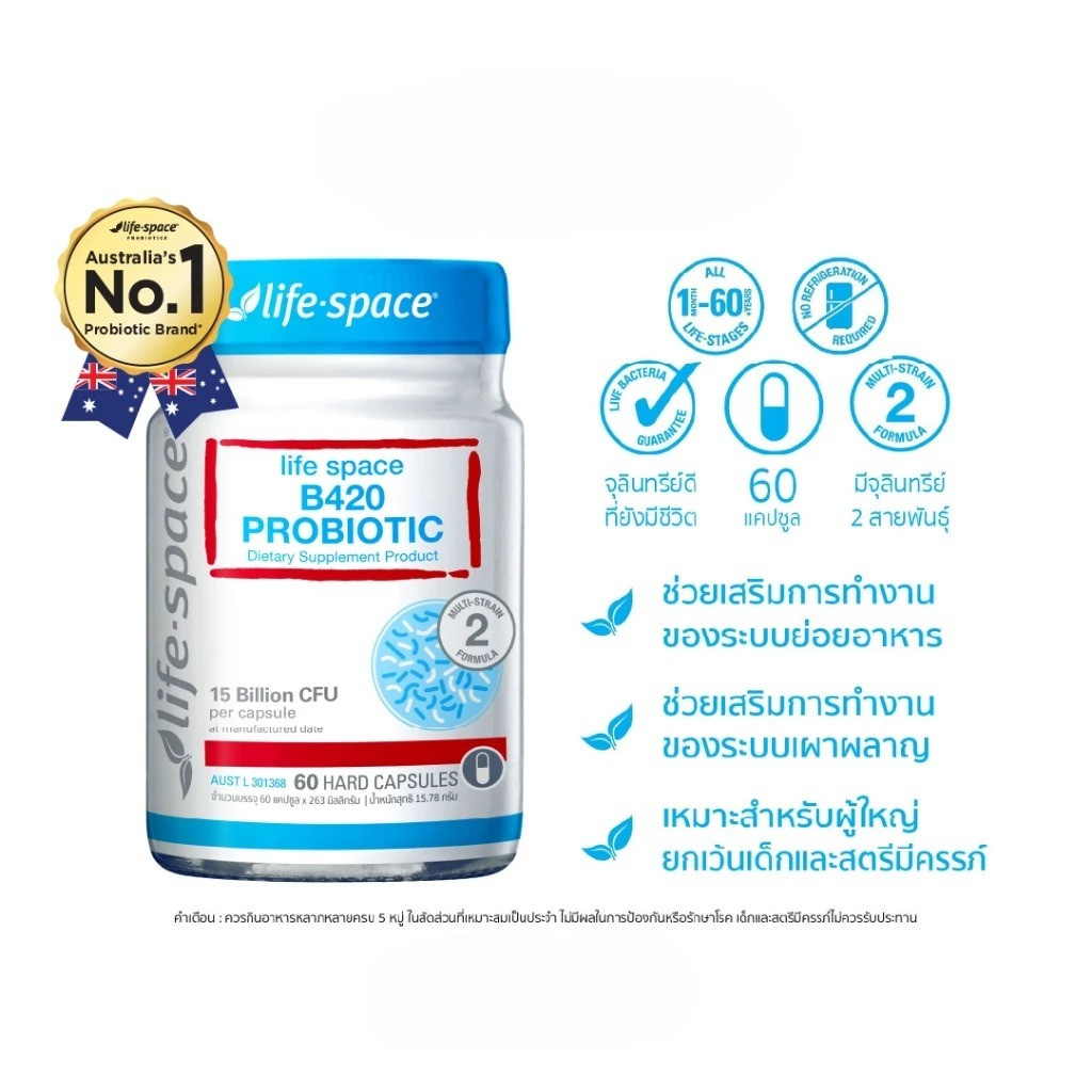 Life Space Shape B420 (60 แคปซูล) Probiotics สูตรเฉพาะ ช่วยดูแลลำไส้ + สนับสนุนระบบเผาผลาญ