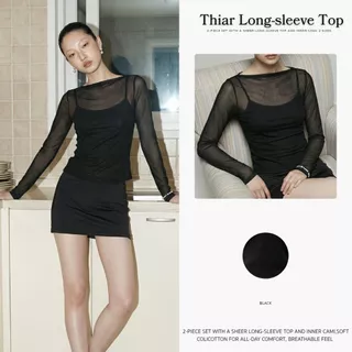 Thiar Long-sleeve Top | เสื้อ 2 ชิ้น ซีทรูแขนยาวพร้อมเสื้อสายเดี่ยวเบาสบาย ยืดตามตัว แมทช์ง่าย ซัมเมอร์ คาเฟ่ ทะเล| T192