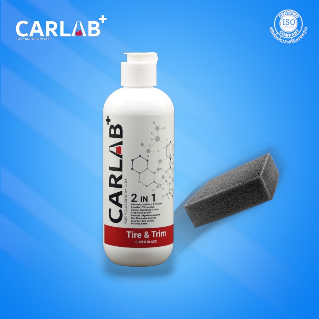 น้ำยาเคลือบยางรถยนต์ CARLAB+ เงางามเหมือนใหม่ ป้องกันแตกลาย เพิ่มความเงางาม ใช้ง่าย เห็นผลทันที