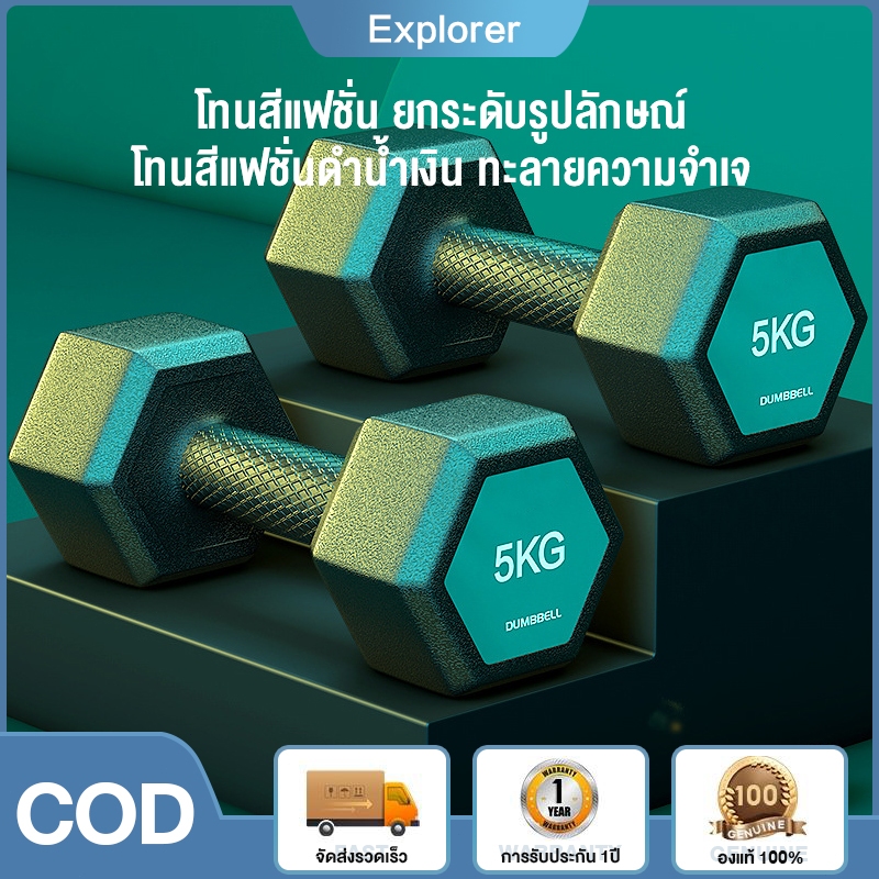 ดัมเบลหกเหลี่ยมหุ้มยาง น้ำหนัก 2-6KG 1 คู่（4-12KG）คุณภาพสูง ดัมเบล หกเหลี่ยม แข็งแรงทดทาน ใช้ได้ทั้งที่บ้าน และ ฟิตเนส