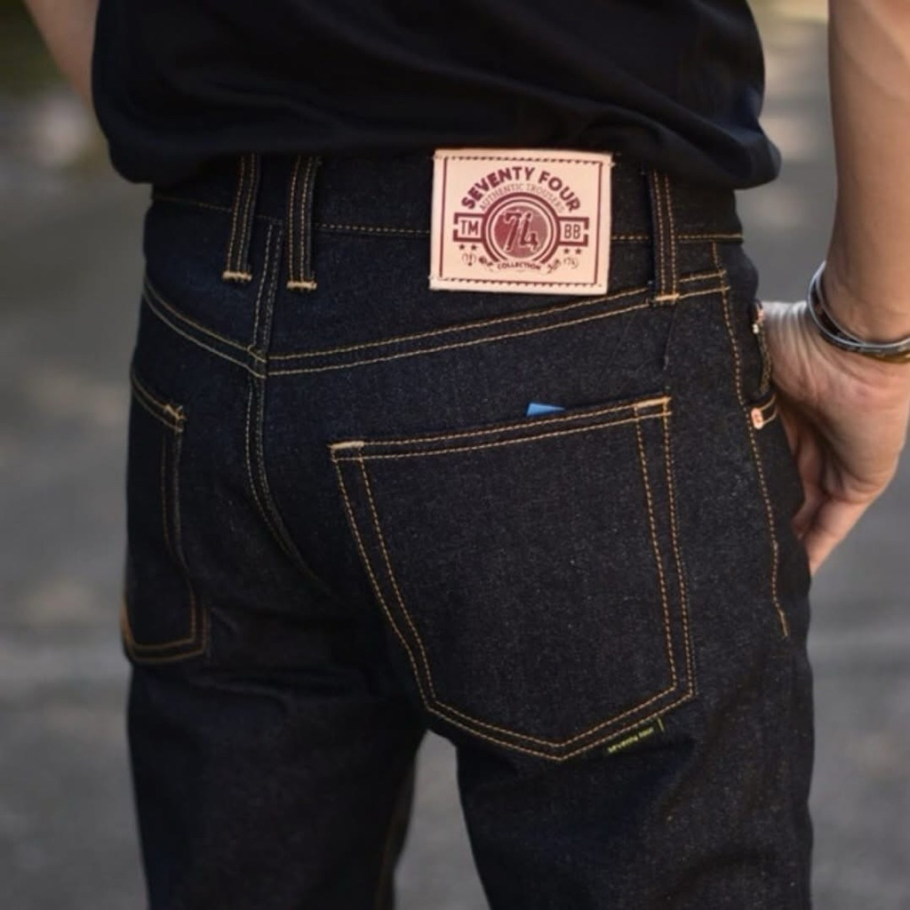 seventyfourdenim 18ozรุ่น #ZEROผ้าดิบริมแดงแบรนด์ไทยของแท้ มีทรงกะบอกเล็กและกะบอกตรง