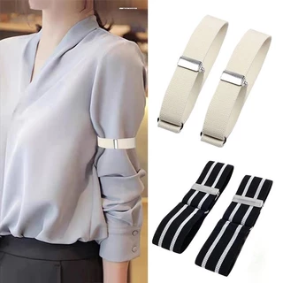 Novvia 1คู่ สายรัดแขนเสื้อยืดหยุ่น สายรัดแขนเสื้อ กันลื่นของผ้า ปรับได้ Elastic Armband
