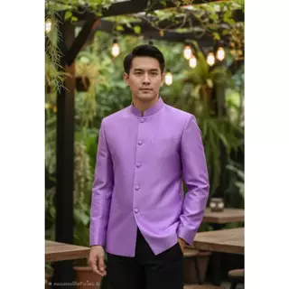 เสื้อผู้ชายไหมสี่เส้นคอจีนแขนยาว (M17/M19)