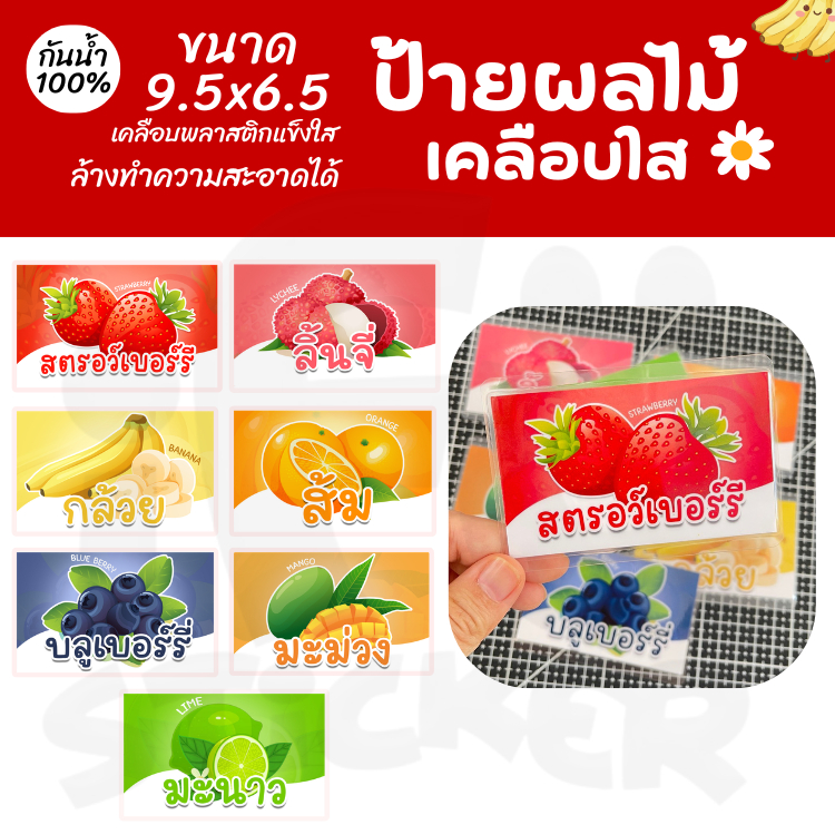 ป้ายผลไม้ เคลือบพลาสติกแข็งใส