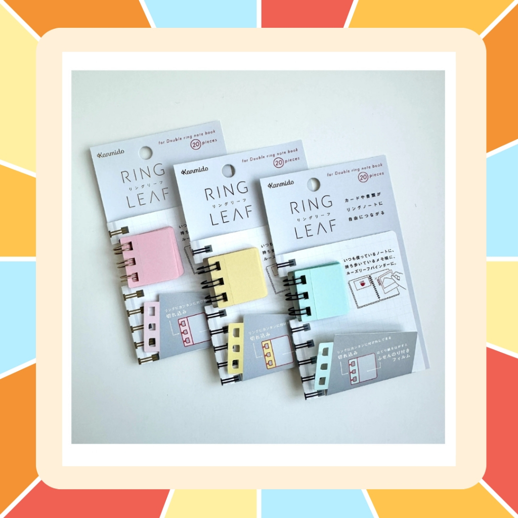 Kanmido Ring Leaf 🏷️ อินเด็กซ์สติ๊กเกอร์ PET แถบสี ติดสมุดสันห่วง ลอกออกได้ไม่ทิ้งคราบ (นำเข้าจากญี่ปุ่น 🇯🇵) 🏷️