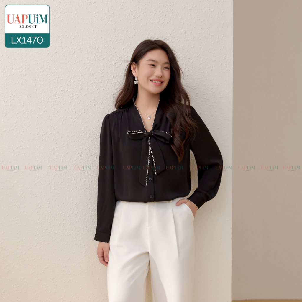 (LX1470)เสื้อแขนยาวสาวอวบเสื้อเบลาส์รุ่นใหม่ที่ต้องมีติดตู้! ความพิเศษอยู่ที่ดีเทล