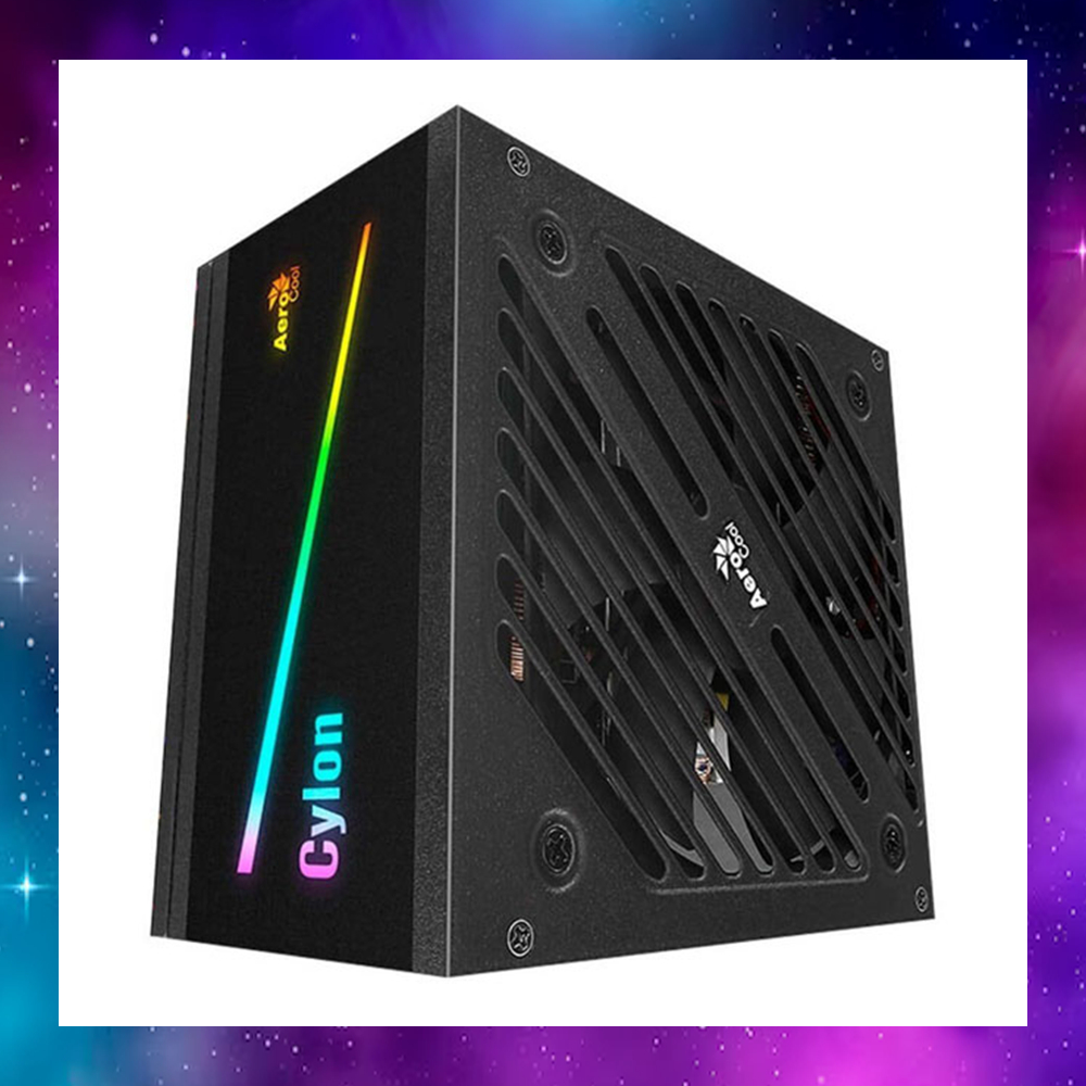 POWER SUPPLY (อุปกรณ์จ่ายไฟ) AEROCOOL CYLON 600W RGB 80 PLUS BRONZE ใช้งานปกติ