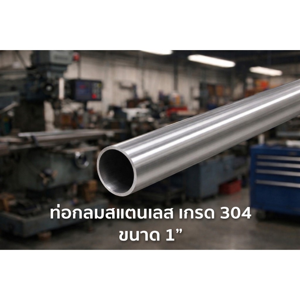 ท่อกลมสแตนเลส เกรด 304 ขนาด 1" หนา 1.2 mm ยาว 50-200 cm สแตนเลสแท้ ป้องกันสนิม ทนทาน