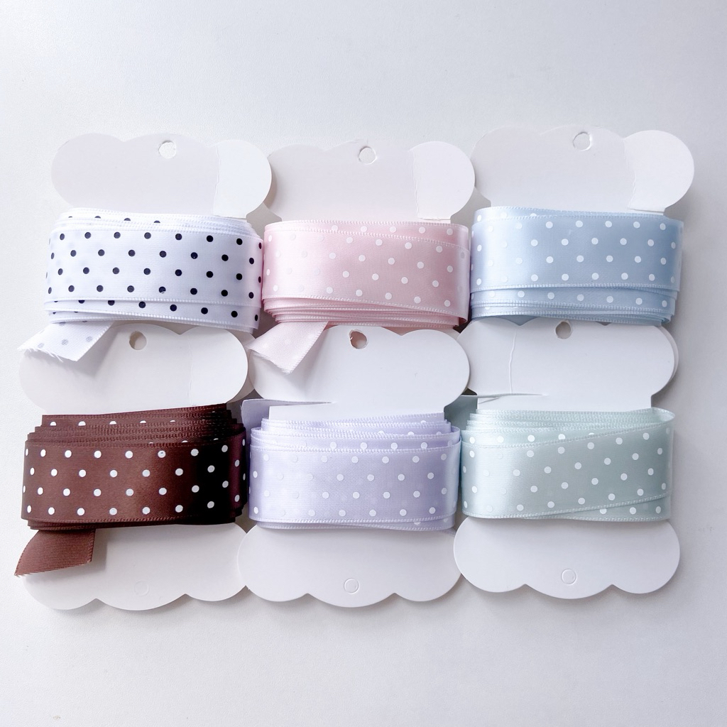 ♡  พร้อมส่ง | (5 หลา) Dot Ribbon โบว์ ริบบิ้น ลายจุด ขนาด 25 mm / 2.5 cm