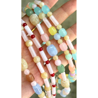 Piing me Necklace | สร้อยคอลูกปัดลายหินเทียมคละรูปทรงต่างๆ