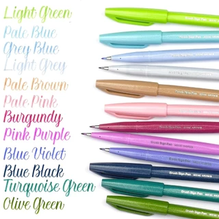 Pentel Brush Sign Pen ปากกาพู่กัน สีพาสเทล สำหรับ Calligraphy