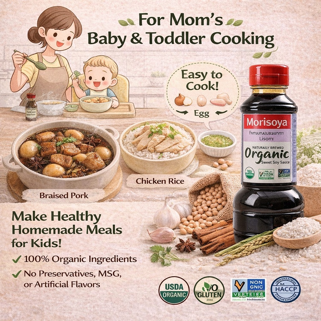 Morisoya ซีอิ๊วหวาน ออร์แกนิค Gluten Free ไม่มีแป้งสาลี หวานธรรมชาติ เด็กกินได้ คลีน Healthy Baan Raya