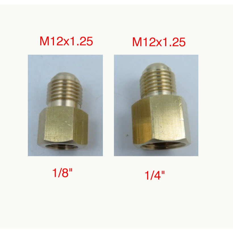 หัวต่อทองเหลือง จากขนาด 1/8" 1 หุน ,1/4" หุน เป็น M12x1.25