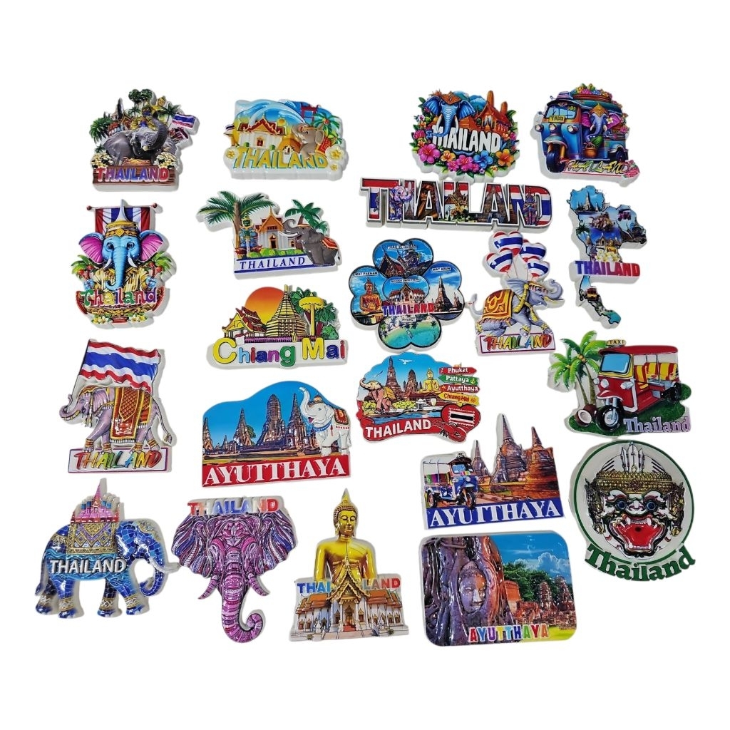 JUแม่เหล็กติดตู้เย็นลายประเทศไทย เรซิ่น 3D (Thailand Souvenir Fridge Magnet)