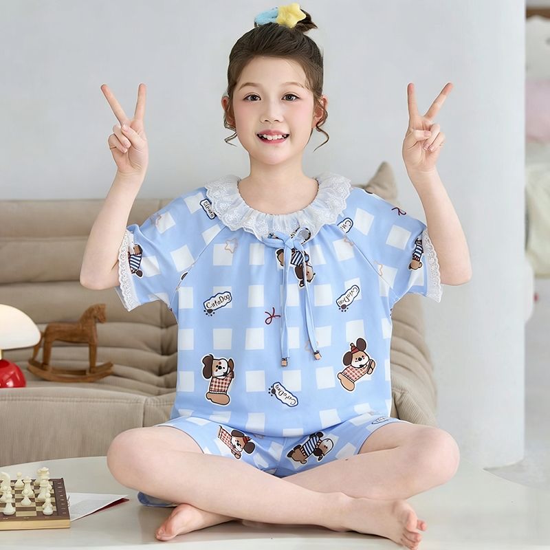 ชุดนอนของแม่และลูกสาว สไตล์เจ้าหญิง,เสื้อแขนสั้น+กางเกงขาสั้น,ผ้าฝ้ายคุณภาพสูง ราคา ถูกที่สุด ดีลบีเคเค แกลเลอรีภาพที่ 6