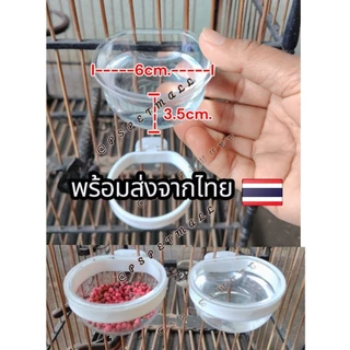[S6x3.5]ชามน้ําชามอาหารแบบถอดได้ ชามพลาสติกใสขัดซี่กรง ถ้วยน้ําถ้วยอาหารนกสีใสถอดได้ ถ้วยนกพลาสติกใสแบบถอดได้