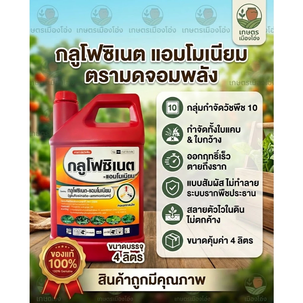 กลูโฟซิเนต-แอมโมเนียม ตรามดจอมพลัง ยาฆ่าหญ้าใบแคบและใบกว้าง #กลูโฟสวีป กลูโฟซิเนต 4 ลิตร