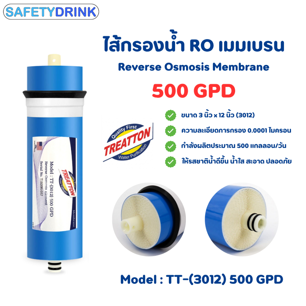 TREATTON ไส้กรองน้ำ RO Membrane 500 GPD 12 นิ้ว (3012)