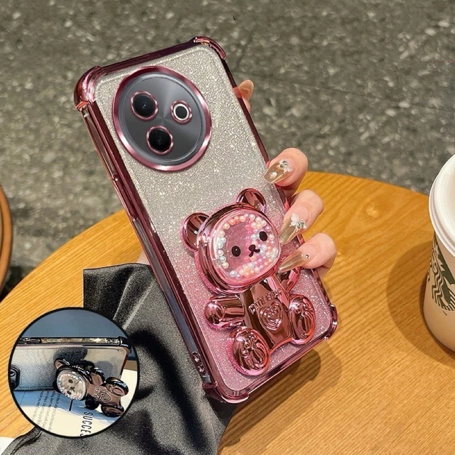 เคส ลายน่ารัก สำหรับ VIVO Y39 Y02 Y02A Y02T Y15S Y01 Y01A Y16 Y02S เคส กันกระแทก หมี LOVE กริตเตอร์ น่ารัก ตั้งได้ ส่งไว
