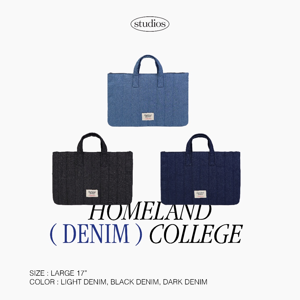 HOMELAND - NEW! กระเป๋าผ้ายีนส์ สำหรับใส่ Laptop ด้านในมีช่อง / ซิปปิด (Large17 นิ้ว) มี 3 สี
