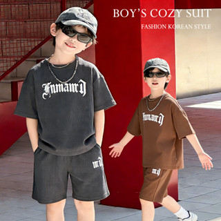 Betterland สไตล์เกาหลี ชุดเช็ทเด็กชายแฟชั่น เสื้อยืดแขนสั้น+…