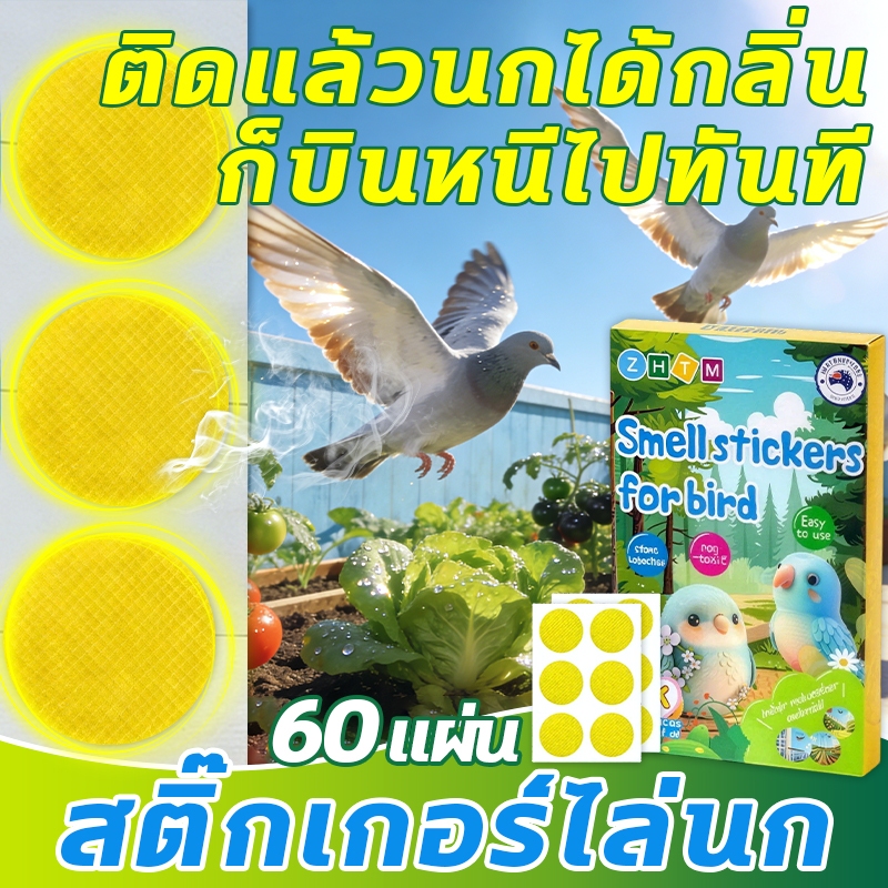 🐦กลิ่นที่นกกลัว🐦แผ่นไล่นก 60 แผ่น ไล่นกพิราบ ไล่นกกระจอก ปลอดภัย ไม่เป็นพิษ