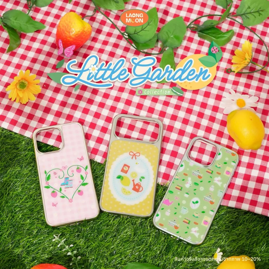 NEW Laongmoon เคสไอโฟนขอบเงิน พิมพ์ลาย Little Garden Collection สำหรับ iPhone 12 13 14 15 16 17