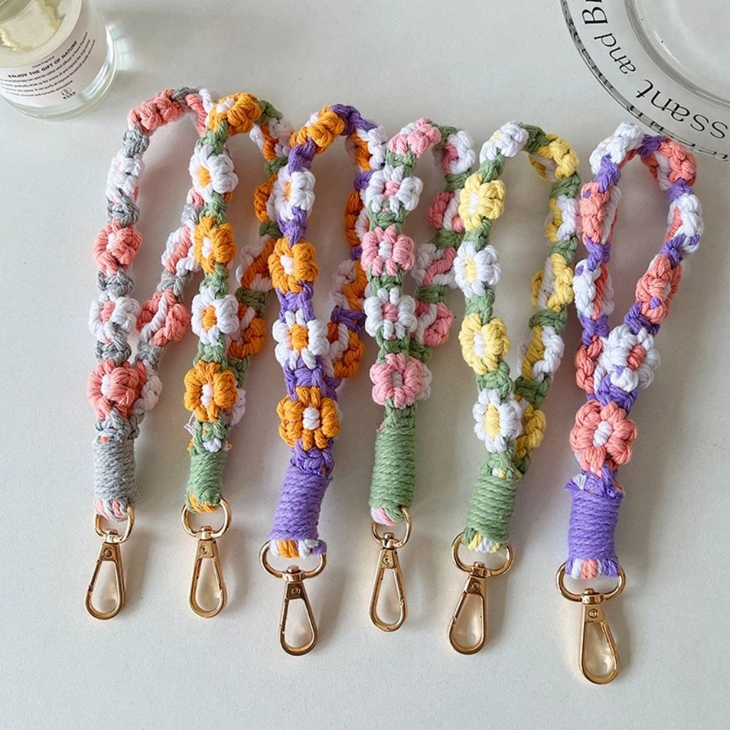 ผ้าฝ้ายทอดอกไม้ Lanyardsสายโทรศัพท์มือถือสำหรับป้องกันการสูญเสียพวงกุญแจฯลฯยังสามารถใช้สายแขวนข้างกระเป๋าได้