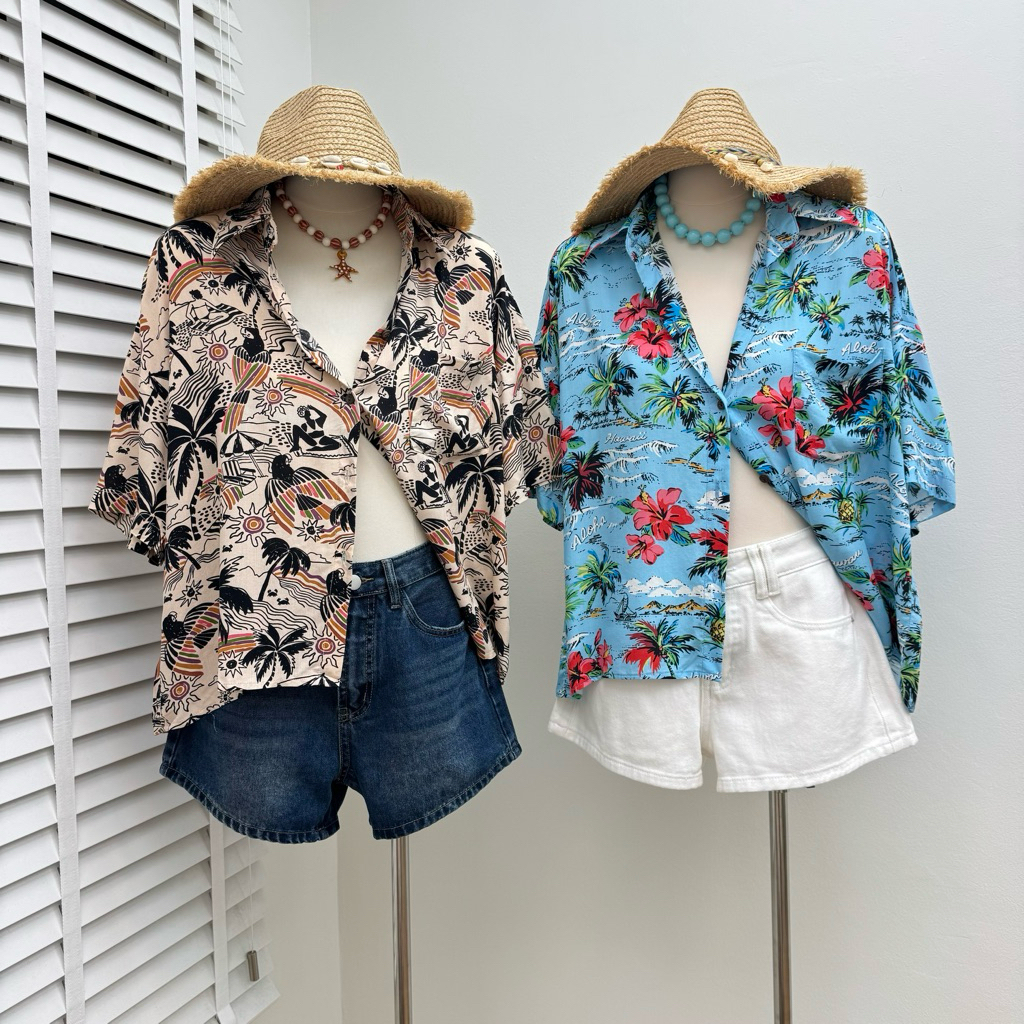 Hawaii shirt เสื้อเชิ้ตฮาวายคอตตอนสปัน เนื้อผ้านิ่ม รูปที่ 5