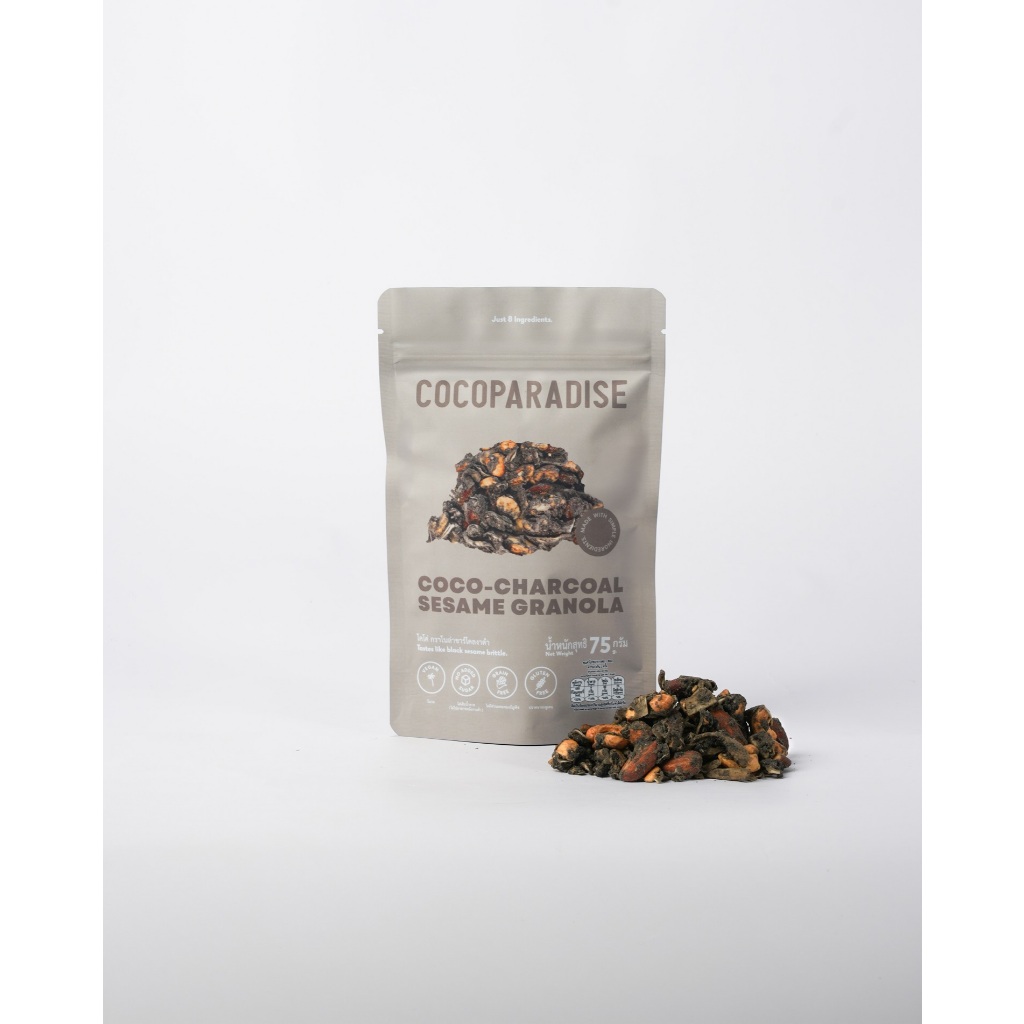 Cocoparadise- กราโนล่า ชาร์โคลงาดำ KETO ธัญพืชอบกรอบ ไร้แป้ง ไร้น้ำตาล ขนมคลีน