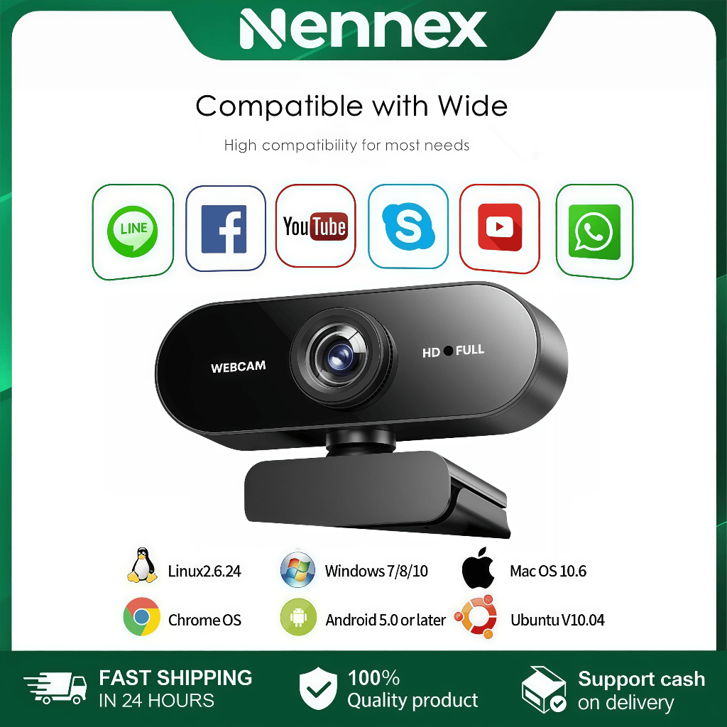 Webcam 4K พร้อมไมค์ในตัว ไม่ต้องลงไดรเวอร์ USB ปรับ 360องศา กล้องติดคอม