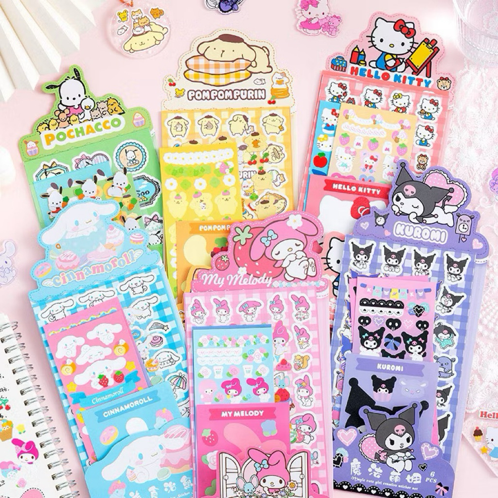 มีรุ่นใหม่ มีหลายแบบ 🔆 Set Sticker Sanrio 📓แบบซอง สติ๊กเกอร์ ซานริโอ้ เซตหลายแผ่น  Hello Kitty My melody Kuromi Cinnamon